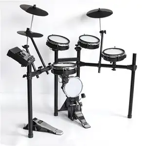 HUASHENG Double Triggering Electric Drum Sets 195 Tones 10 Songs Model Design Black Color Portable Practice Drum Sets for Gifts