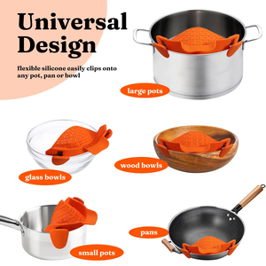 Wholesale Universal Silicone Clip-on Pan Pot <b>Strainer</b> Anti-spill Pasta Food Grade Rice Fruit <b>Colander</b> Kitchen Items - Product Image 5