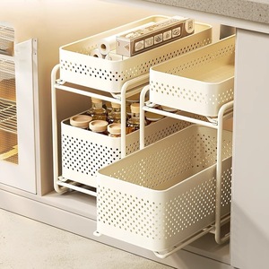 Multifunctional <b>Standing</b> Metal Kitchen Storage Rack Seasoning Rack Pull-Out Basket for <b>Pans</b> Bowls - Product Image 4