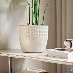 กระถางเซรามิก Mdj Pottery ขนาด 9 12 15 นิ้ว สีขาวเคลือบเงา ลายเพชร ชุด 3 ใบ สำหรับใช้ในสวน - Product Image 3