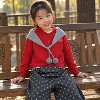 Ensemble Cardigan à Col Marin et Pantalon Large pour Filles, Rouge, Style Preppy, Tenue de Vacances Deux Pièces, Vente en Gros Personnalisée