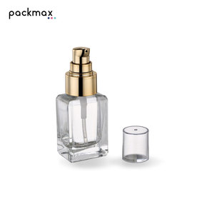 30ml square thick-bottom glass bottle with pump — suitable for lotion, serum, cosmetics, and liquid <b>foundation</b> - Product Image 1