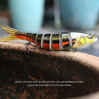 5 dans 1 boîte haute qualité 8 segmenté swimbait leurre de pêche ensemble kits de pêche avec 3D yeux