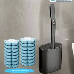 Cepillo de Inodoro Desechable de Plástico con Mango de Aluminio Espacial y Cabezal de Doble Tubo de PP para Limpieza de Baños, Sin Necesidad de Taladrar, Nuevo - Product Image 6