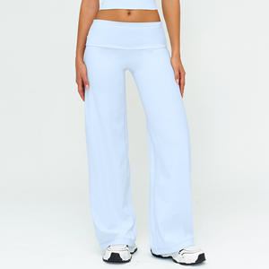 Nuovi Pantaloni da <span class=keywords><strong>Allenamento</strong></span> alla Moda con Vita Pieghevole per <span class=keywords><strong>Donne</strong></span>, Gamba Larga, Effetto Push-Up, per Yoga, Jogging e Pilates - Product Image 4