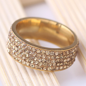 Bague en Zircon Doré Tendance pour Femme, Micro-Pavé Cinq Rangs, Bijou Cadeau pour Toutes Occasions - Product Image 3