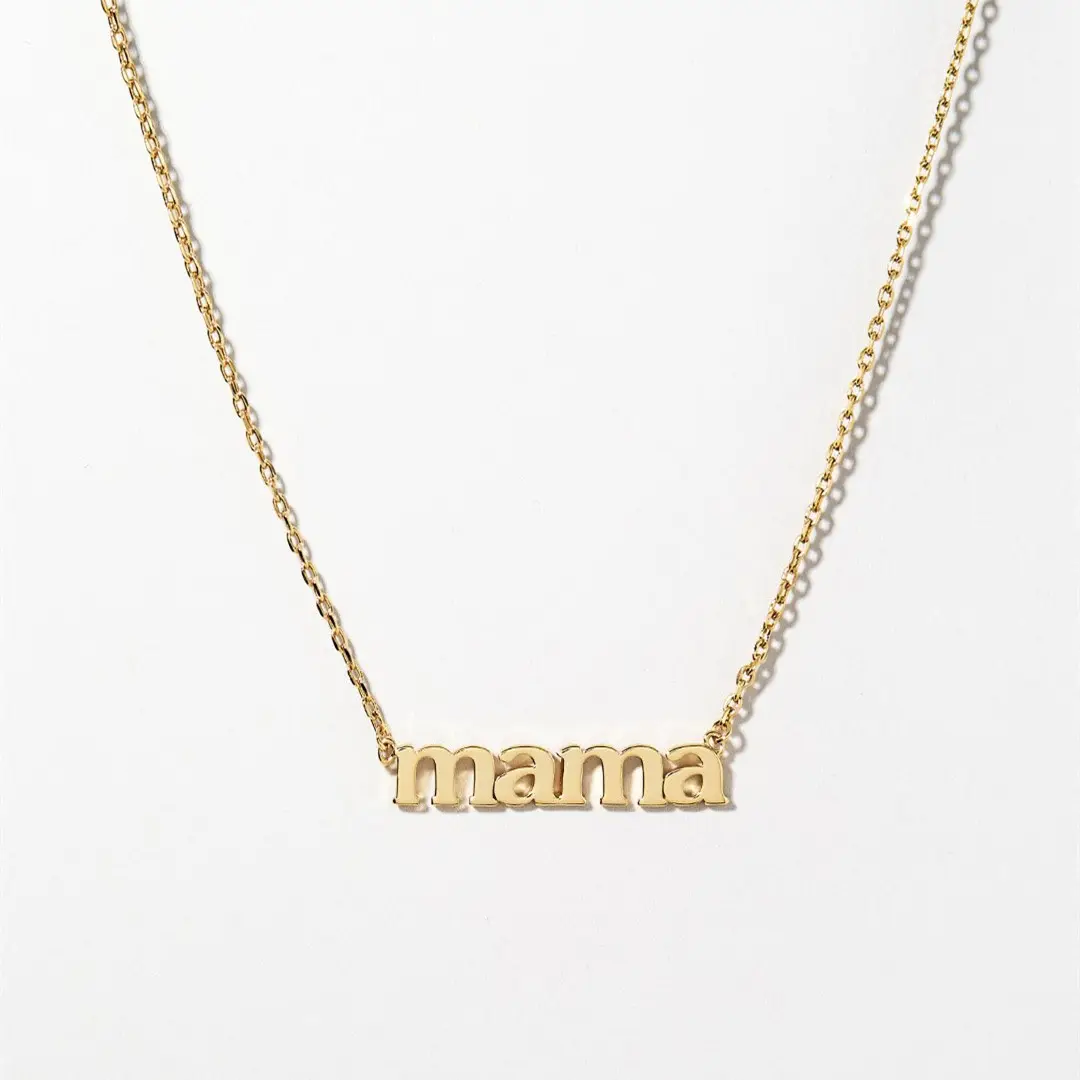 Collar de acero inoxidable chapado en oro de 18k con letras para mamá, joyería sin deslustrar, para el día de la madre