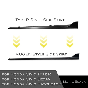 Car Body Kit Side Skirts Extension Rocker Panels <b>Lip</b> <b>Splitters</b> for Honda Civic 10th Hatchback Type R Sedan MUGEN Style Kits - Product Image 3