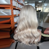 Peluca de Cabello Humano Remy Liso Pre-Arrancado con Encaje Frontal Transparente HD, Densidad 180, Rubio Ceniza, para Boda/Cita/Oficina
