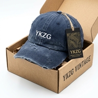 Casquette Rétro YKZG avec Logo Personnalisé, Broderie 3D, Couronne Effet Usé 3.0mm, Boucle Simple, Sergé Lavé Intensément, Unisexe, Quatre Couleurs