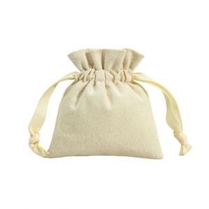 Sacs à cordon personnalisés pour bijoux, en coton et lin, pour ranger et offrir des colliers, des bracelets, des perles et des joncs - Product Image 5