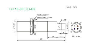 Sensor Inductivo Akusense Serie TLF18, Reflexivo, de Acero Inoxidable, Montaje Empotrado, Detección de 8 mm, NPN, 10-30V, Proximidad - Product Image 4