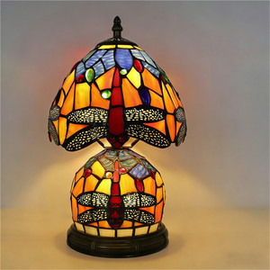 Modern Floral Stained Glass LED <strong>Table</strong> Lamp Resin Base Vintage Handcrafted Shade for Bedroom Living Room Study Decor - Product Image 5