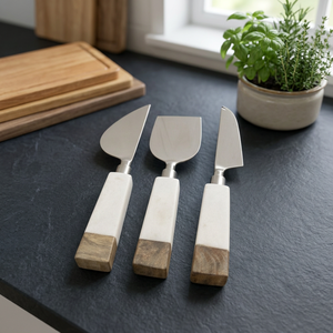 Ensemble de service à fromage finition argentée, couteaux et fourchettes en acier inoxydable pour tables à manger, planches à charcuterie et réceptions - Product Image 1