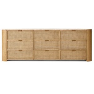<span class=keywords><strong>Commode</strong></span> à 9 tiroirs avec plateau en travertin <span class=keywords><strong>et</strong></span> panneaux en rotin tressé, meubles de chambre à coucher en <span class=keywords><strong>bois</strong></span> massif, <span class=keywords><strong>commode</strong></span> en chêne massif - Product Image 6