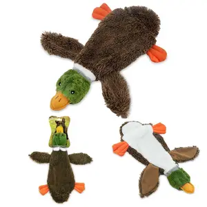 Custom Canvas Plush Squeaky Duck Dog Toy Wholesale Unstuffed Dog Chew Toy