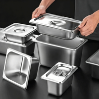 304 Edelstahl Gastronorm-Behälter GN-Behälter Lebensmittelbehälter mit Deckel Catering Buffet-Behälter Warmhaltebehälter