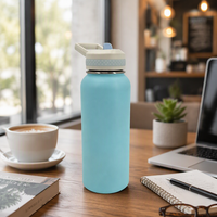Bouteille d'eau isotherme en acier inoxydable à double paroi de 12 oz, avec couvercle en silicone anti-fuite, personnalisable avec logo, pour le sport, vente en gros