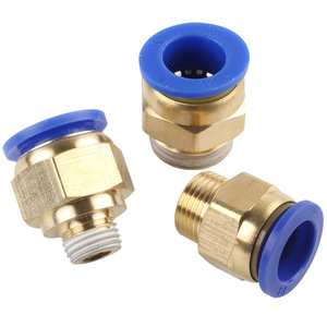Raccord pneumatique rapide TBO, type à écrou de blocage, 1,6 MPa, application gaz haute pression, corps en laiton, joint bleu - Product Image 1
