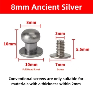 7Mm Vít Lại Nút Kim Loại Nhà Sư Đầu Núm Vú Đinh Tán Cho May Mặc Vành Đai Túi Đinh Tán May Da Phụ Kiện - Product Image 4