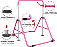 Set de Entrenamiento de Gimnasia para Niños Pequeños con Anillas y Barras de Monopatín, Altura Ajustable, Base Segura y Estable para Área de Juego Interior en Casa