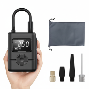 Inflador de Neumáticos Digital Portátil de 12V, Cilindro Único, Plástico Negro, Compacto, para Auto y Motocicleta, con Manómetro y Bolsa de Herramientas - Product Image 1