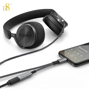 D8 USB C ke 3.5mm Headphone dan adaptor pengisi daya, USB C ke Aux Audio Jack dengan PD 60W kabel Dongle pengisian cepat