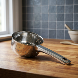 Passoire en acier inoxydable avec long manche, égouttoir durable pour légumes, lavable au lave-vaisselle, lavage à la main uniquement, usage en cuisine - Product Image 3