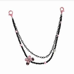 Sweet Candy Beaded Pants <b>Chain</b> With Cross Heart Pendant For Daily Wear Outdoor Fashion Accessory Zinc Alloy Double Ring Design - Product Image 2