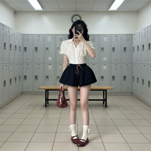 Mini-jupe plissée taille haute pour femme avec logo personnalisé, style uniforme scolaire, OEM - Product Image 1
