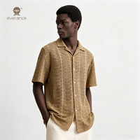Chemise imprimée pour homme à œillets ventilés, 100% coton, couleur beige, style cubain, pour l'été, la plage et les vacances