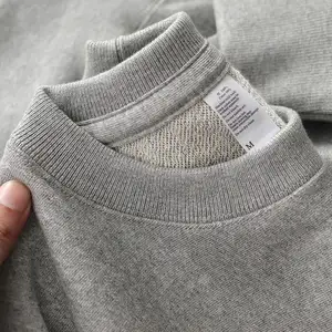 Mens oversized 380gsm 100% algodão francês terry alta qualidade pesado camisola em branco tripulação pescoço crewneck atacado