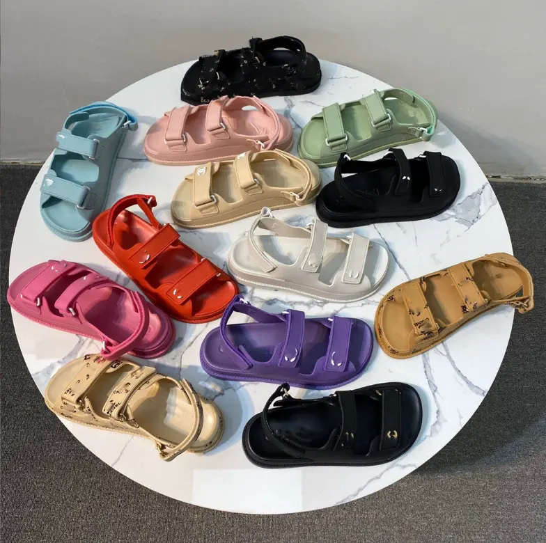 DEleventh Shoes Woman Flats Shoes New Arrivals 2020 PVC Jelly Sandal Rome Peep Toe Summer Shoes Blue Black Beige Yellow In Stock