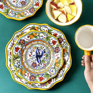 Household Exquisite Hand-painted Steak Irregular Plate with Floral Pattern - Product Image 2