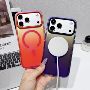 Funda para Teléfono con Efecto Degradado Láser, Carcasa de PC Esmerilada con Borde de TPU Suave y Tira Magnética Translúcida para iPhone 18 17 Pro Max - Product Image 2