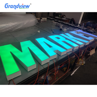 Enseigne LED 3D RVB personnalisée pleine couleur, lettres en relief rétroéclairées, logo d'entreprise en acier inoxydable et acrylique, signalétique lumineuse pour devanture de magasin