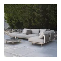 Conjunto de sofás modernos de cuerda, conjunto de combinación de muebles de teca para exteriores, Hotel, Vestíbulo y jardín