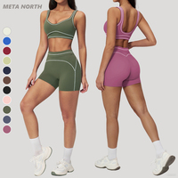 Conjunto Deportivo para Mujer, Ligero, Elástico en 4 Direcciones, Transpirable, de Secado Rápido, Shorts de Cintura Alta, Top Deportivo para Yoga