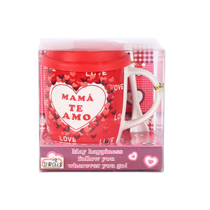 Taza de café de cerámica con logotipo personalizado en español, juego de regalo para el día de la madre con tapa de silicona - Product Image 1