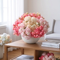 Roze Ranunculus bos kunstbloemenboeket zijden bloemstuk voor bruiloft fotografie huisdecoratie bruidsaccessoire