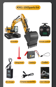Mới Huina K961-100 K961-100S RC máy xúc kabolite 1/18 quy mô kim loại thủy lực máy xúc RC đầy đủ chức năng mô hình RC xe - Product Image 6