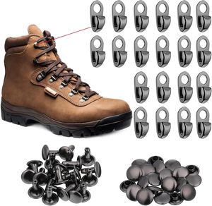 20 Sets Metal <b>Outdoor</b> Boot <b>Hook</b> Eyelets & Speed <b>Hooks</b> with Lace Buckles for Hiking Boots and Leather Shoe Repair - Product Image 1