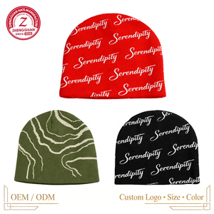 Chapeau d'hiver unisexe décontracté en tissu acrylique jacquard tricoté épais, chaud, extensible, coupe-vent, avec broderie personnalisée - Product Image 2