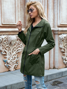 معاطف مطر طويلة خفيفة الوزن للنساء مقاومة للماء والرياح مع غطاء للرأس قابل للتعديل عند الخصر وجيوب، مقاسات من S إلى XXL - Product Image 2