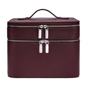High Quality Soft Durable Waterproof Leather Eco-Friendly Large Cosmetic Case Custom Double Layer Travel <strong>Makeup</strong> Bag Beauty <strong>Box</strong> - Product Image 4