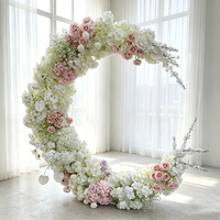 Arche florale en soie rose clair de haute qualité et durable pour toile de fond de mariage, demande en mariage et décoration de scène