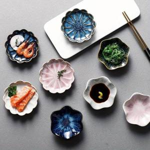 Groothandel Japanse Huishoudelijke Creatieve Vintage Dip Plaat Porseleinen Servies <span class=keywords><strong>Sakura</strong></span> Vorm Soja Dompelen Keramische Sojasaus Schotel - Product Image 3