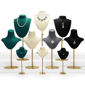 Présentoir à bijoux en microfibre velours, buste de présentation pour colliers, pendentifs, mannequin, support pour colliers ras-du-cou - Product Image 1