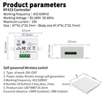 Smart Interruttore Senza Fili Autoalimentato Pulsante a Parete Pannelli di Controllo Remoto Interruttore Luminoso Interruttore M