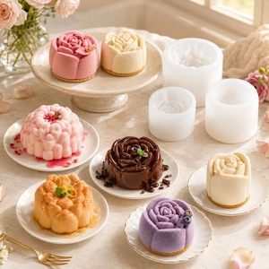 Flower Shaped Cake Mold Rose Chocolate Mousse Mold Set 3Pc Baking Tool For DIY Pastry Making Home Commercial Use - Product Image 1